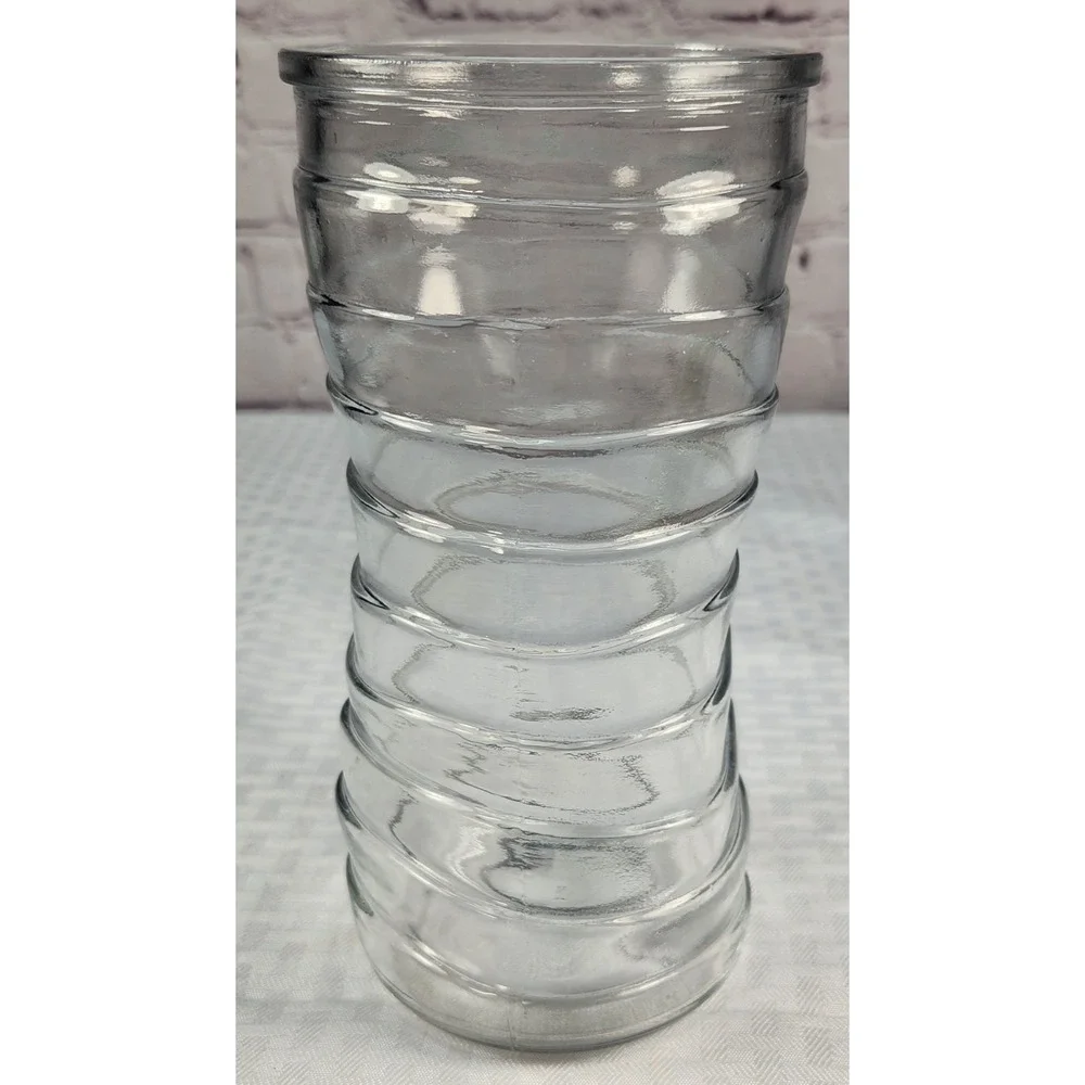 Vintage Whimsical Wavy Ribbed Topsy Turvy Glass Textured Vase Fun Eclectic